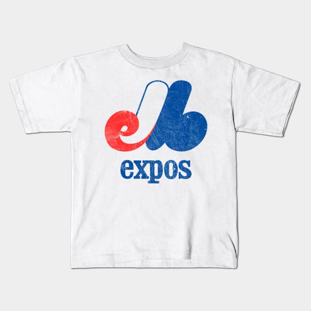 1978 Montreal Expos Vintage Look Baseball Design Kids T-Shirt by DrumRollDesigns